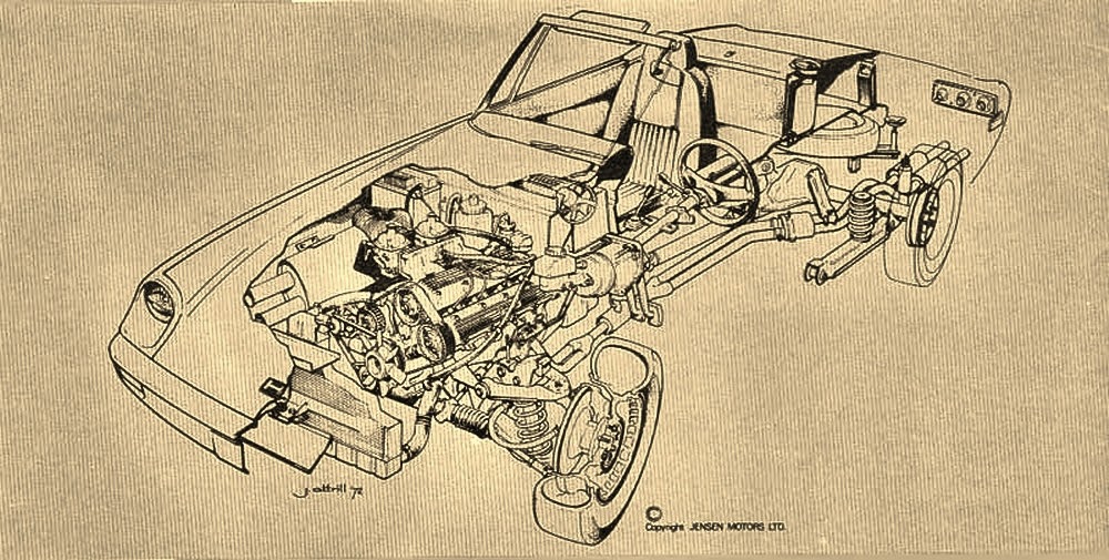 Cutaway Drawing of Jensen-Healey 1972 by John Attrill