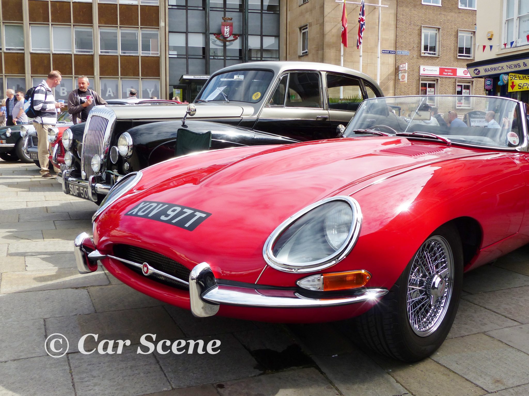 Covenry's best - An E type Jaguar and a Daimler Conquest front view