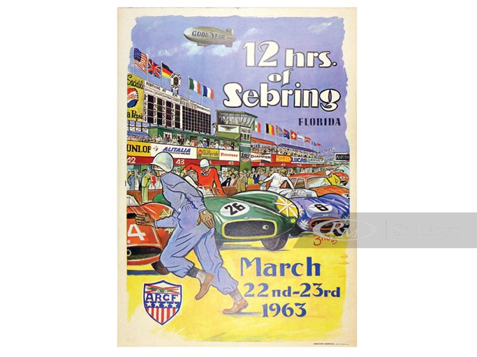 1963 Sebring 12 hrs Race Poster
