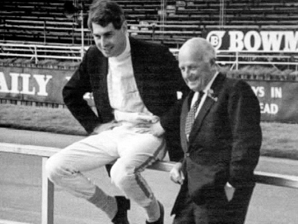 John Harris and Donald Healey at Silverstone 1968