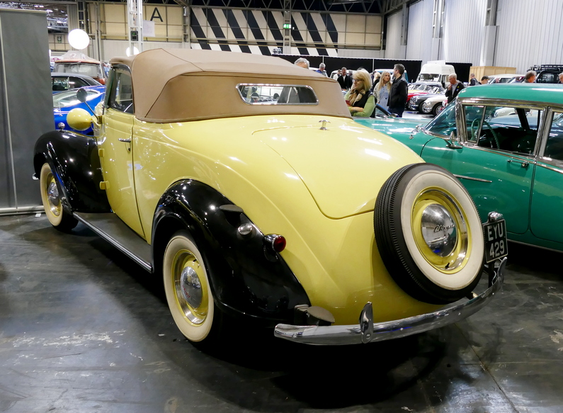 1938 U.K. built Chrysler Wimbledon (Plymouth P6 in U.S.) cabriolet. Rear.