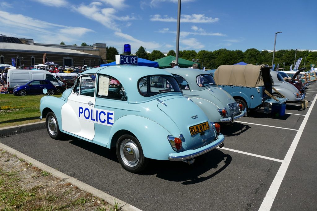 Morris Minor 'Panda' (aka'Noddy') Police car. Rear.