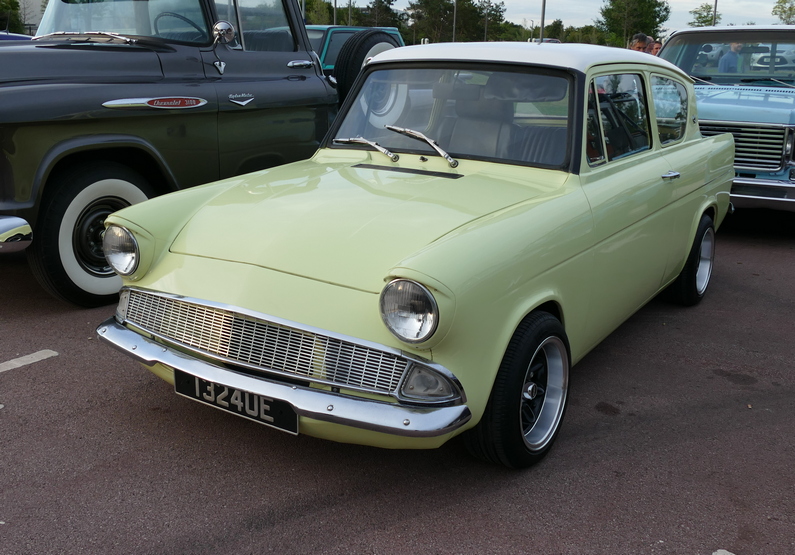 Nicely presented Ford Anglia 105E with wide wheels/tyres.