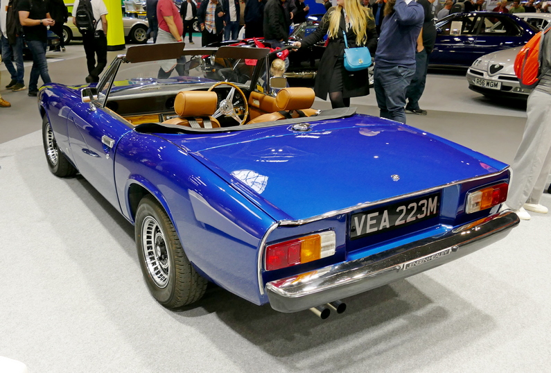 Jensen-Healey on the JOC stand at the Classic Motor Show November 2022. Rear