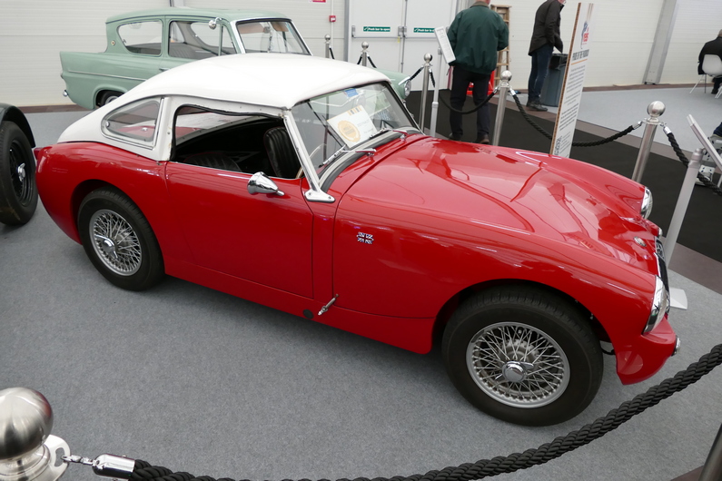 1959 Austin Healey Sebring Sprite with Ashley Hardtop and unique front hinged modified Mk.II bonnet with MkI grille.