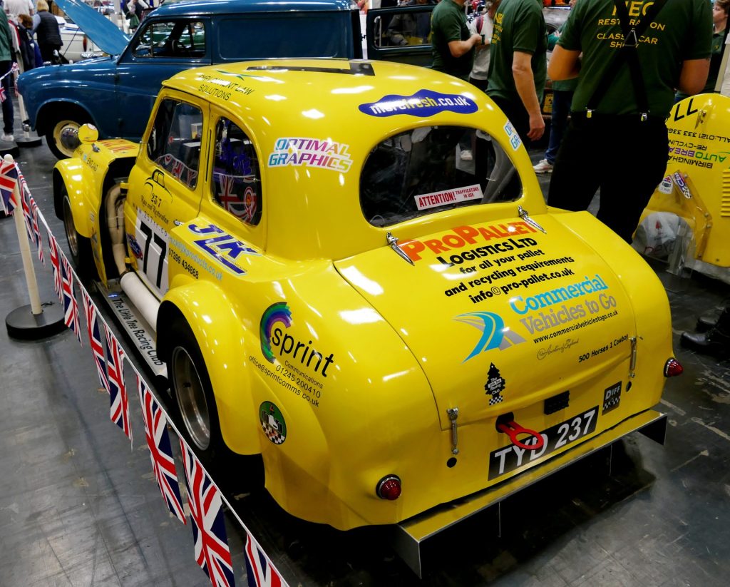 Austin A30 modified for Special Historic Saloon car racing. Rear.